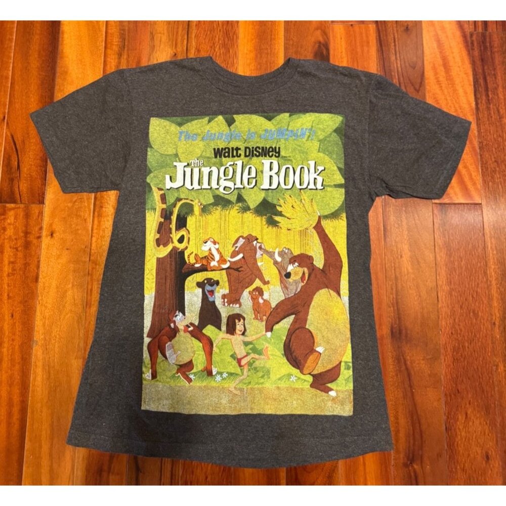 Vintage `Disney Jungle Book Graphic Tee Shirt M Gray Cotton/Polyester Blend